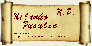 Milanko Pusulić vizit kartica